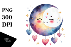 Smiling Moon with Hearts, Transparent PNG Product Image 1