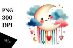 Smiling Moon with Hearts, Transparent PNG Product Image 1