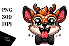 Excited Deer with Sparkling Eyes PNG Product Image 1