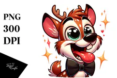 Sparkling Deer with Bow Tie PNG Product Image 1