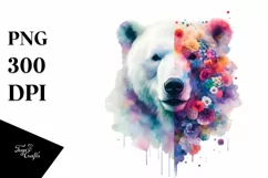 Polar Bear Abstract Watercolor | Sublimation | Clipart Product Image 1
