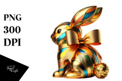 Colorful Bunny Sitting PNG Product Image 1