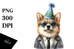 Watercolor Dog Party Hat Phishing Road | Sublimation | Product Image 1