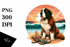 Watercolor Saint Bernard Sitting in Sand | Clipart Product Image 3