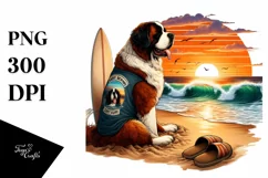 Watercolor Saint Bernard Sitting in Sand | Clipart Product Image 3