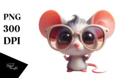 Ridiculously Cute Cartoon Mouse, PNG Product Image 1