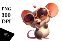 Funny Mouse with Sunglasses, Transparent PNG Product Image 1