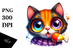Funny Spooky Cat with Candy Corn, Transparent PNG Product Image 1