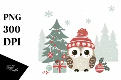 Cute Baby Owl Christmas Tree PNG Product Image 1