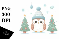 Cute Baby Owl Christmas Tree PNG Product Image 1
