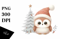Cute Baby Owl Christmas Tree PNG Product Image 1