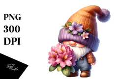 Floating Gnome with Rhododendron, Transparent PNG Product Image 1