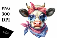 Cow Fancy Bow Cow Portrait | Clipart Product Image 1