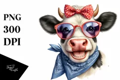 Cow Fancy Bow Cow Portrait | Clipart Product Image 1