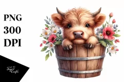 Cute Baby Highland Cow PNG Product Image 1