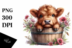 Cute Baby Highland Cow PNG Product Image 1