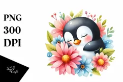 Colorful Watercolor Penguin Sleeping Clipart Product Image 3