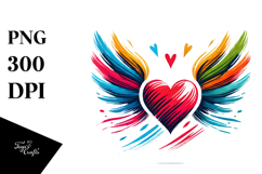 Colorful Heart with Wings, Transparent PNG Product Image 1