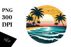 Retro Tropical Beach Sunset, 20 oz Tumbler Product Image 1