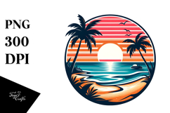Retro Tropical Beach Sunset, 20 oz Tumbler Product Image 1
