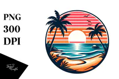 Retro Tropical Beach Sunset, 20 oz Tumbler Product Image 1