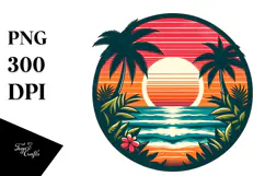 Retro Tropical Beach Sunset, 20 oz Tumbler Product Image 1