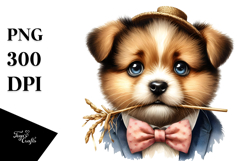 Funny Dog with Cool Hair and Hay Straw, PNG Product Image 1