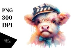Colorful Baby Highland Cow with Director&#039;s Cap Product Image 3