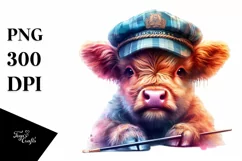 Colorful Baby Highland Cow with Director's Cap Product Image 3