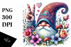 Detailed Gnome with Victory Sign PNG Product Image 1