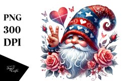 Valentines Gnome with Victory Sign, PNG Product Image 1