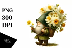 Gnome Narcissus Bouquet Basket Clipart Product Image 3