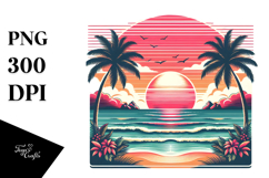 Retro Tropical Beach Sunset Clipart Product Image 1