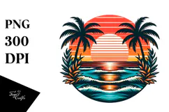 Retro Tropical Beach Sunset, 20 oz Tumbler Product Image 1