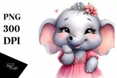 Funny Cute Elephant Portrait | Watercolor Clipart Product Image 1