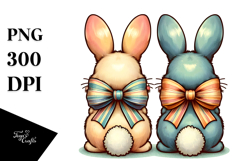 Colorful Vintage Bunnies PNG Product Image 1