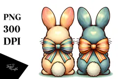 Colorful Vintage Bunnies PNG Product Image 1