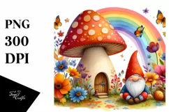 Gnome House Mushroom Autumn | Sublimation | Clipart Product Image 1