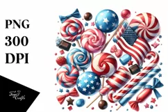 Vintage Candy with USA Flag | Sublimation Clipart Product Image 1