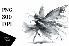 Washed Watercolor Gothic Fairy Dancing PNG Product Image 1