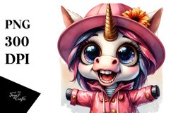 Watercolor Unicorn Raincoat Contempt Goofy Smile | Product Image 3