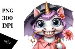 Watercolor Unicorn Raincoat Contempt Goofy Smile | Product Image 3