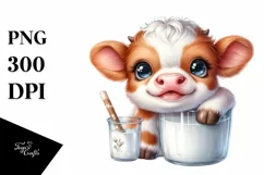 cute,baby cow in a jar PNG Product Image 3