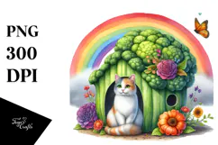 Colorful Watercolor Cat House Clipart\ Product Image 1