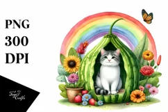 Colorful Watercolor Cat House Clipart\ Product Image 3
