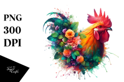 Vibrant Watercolor Chicken Abstract PNG Product Image 1