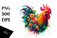 Vibrant Watercolor Chicken Abstract PNG Product Image 1