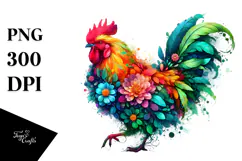Vibrant Watercolor Chicken Abstract PNG Product Image 1