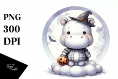 Cute Baby Hippo Halloween PNG Product Image 3