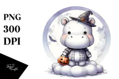 Cute Baby Hippo Halloween PNG Product Image 1
